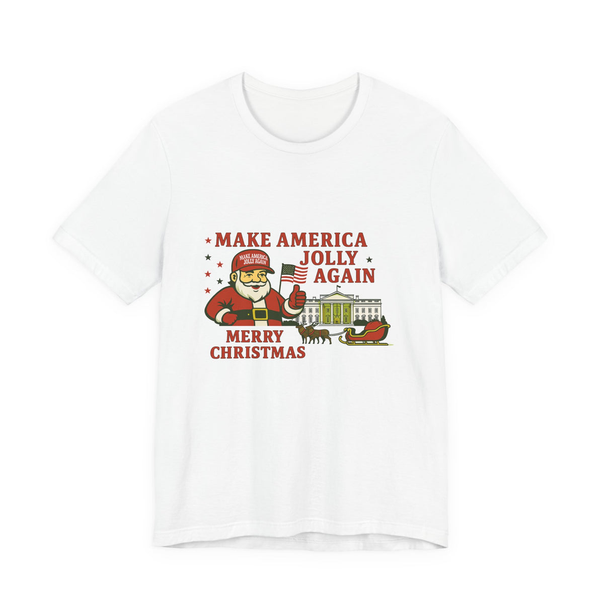 T-Shirt — "Make America Jolly Again" Merry Christmas Santa White Tee