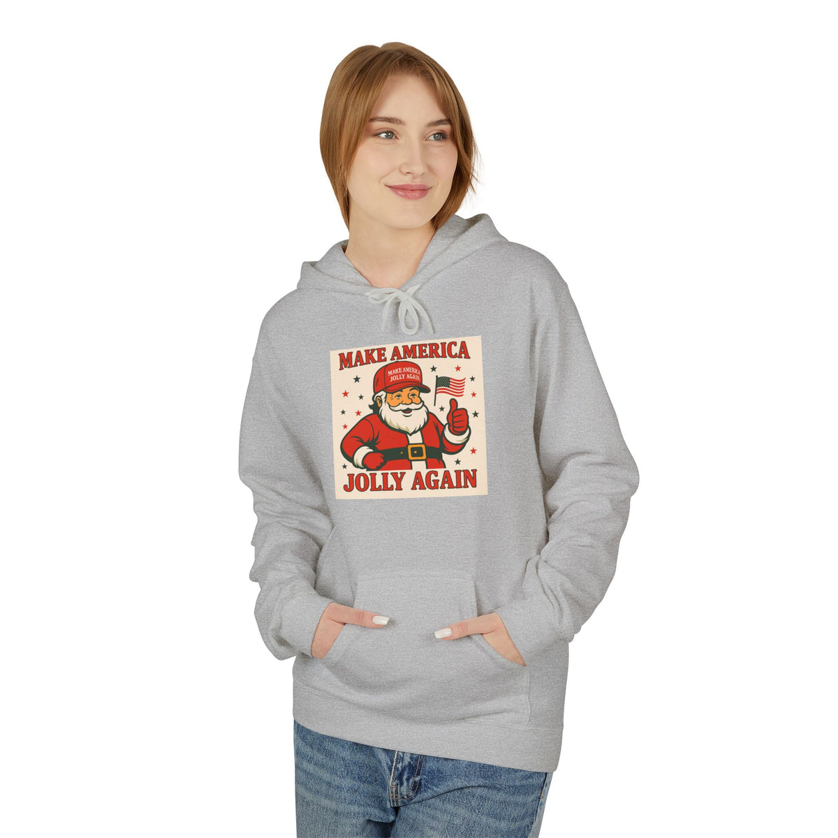 Make America Jolly Again Hoodie — Retro Santa Christmas Pullover