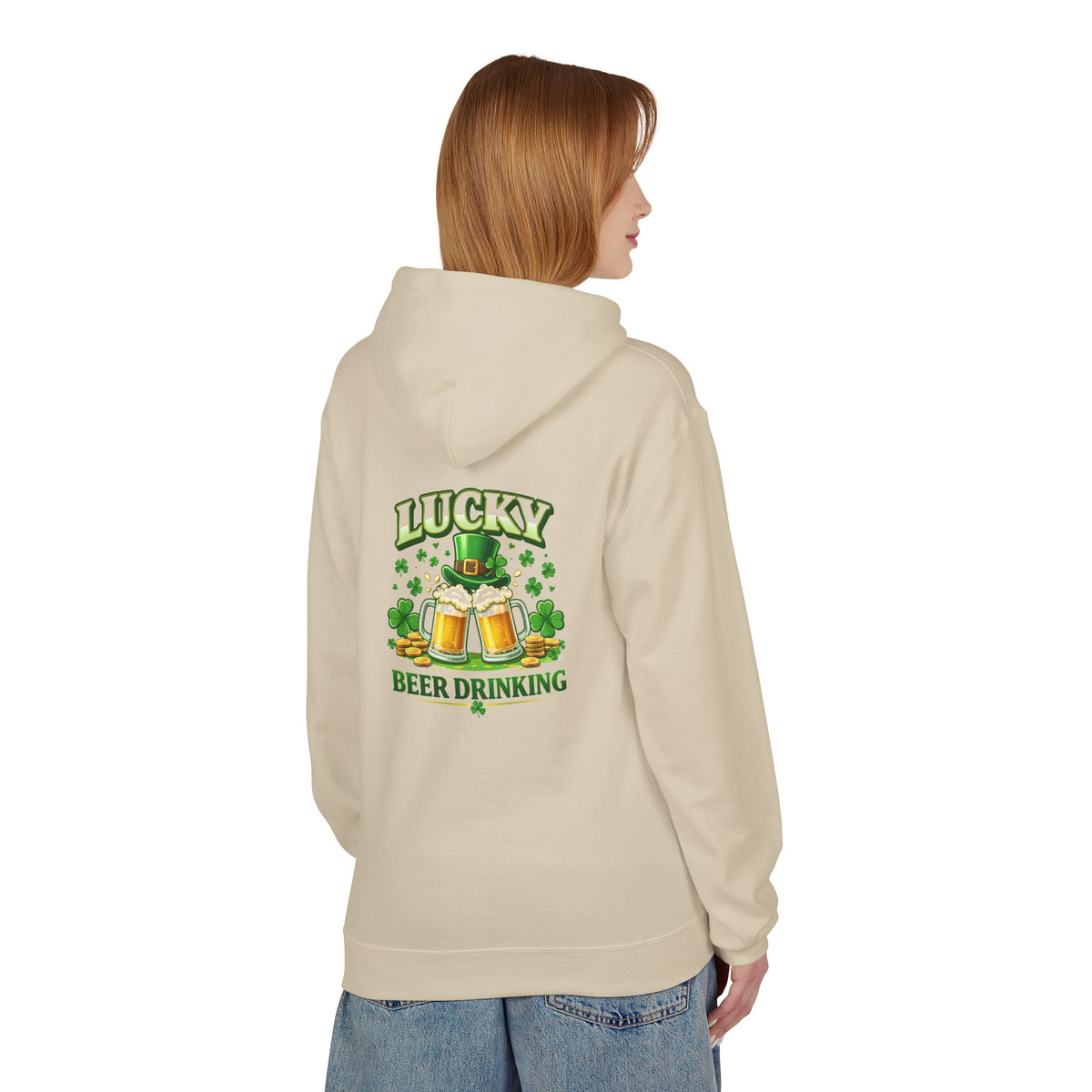 Hoodie — "Lucky Beer Drinking" St. Patrick's Day Shamrock Sweatshirt